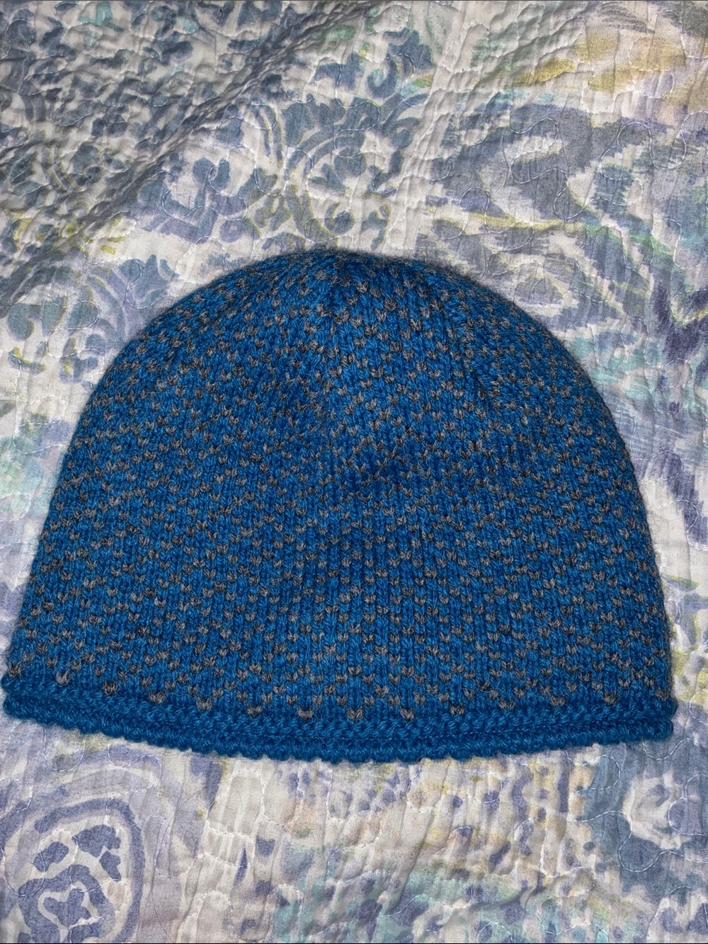Alpacas Of Montana Blue & Gray Winter Fleece Lined Beanie Hat